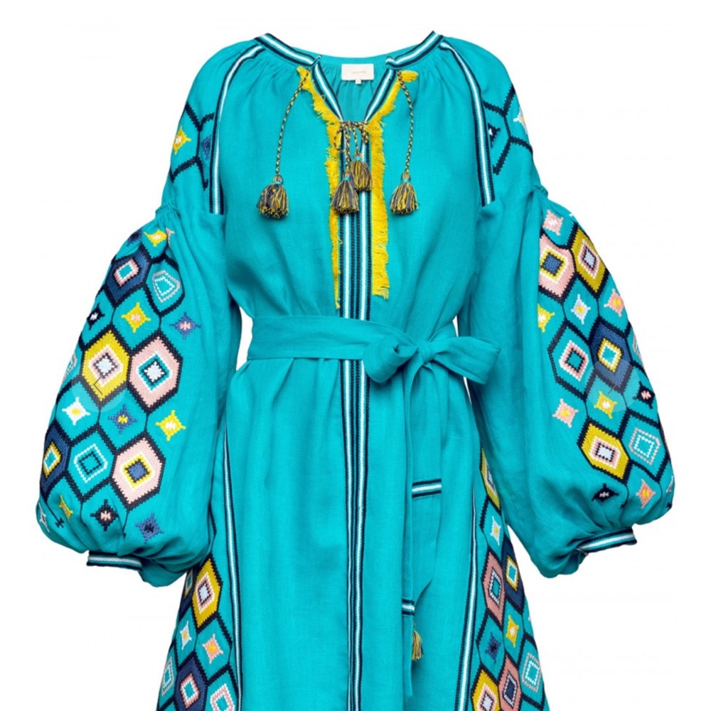 Sleeping Gypsy Mosa Short Dress in Turqouise